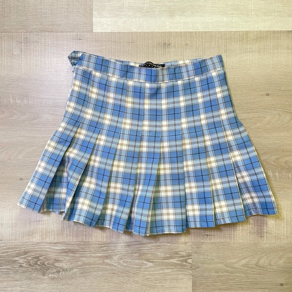 Blue Pleated Skirt